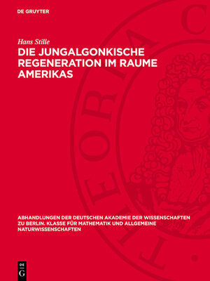 cover image of Die jungalgonkische Regeneration im Raume Amerikas